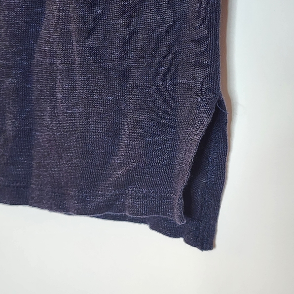 Linen Navy Scoop Neck Pullover XS - Picture 4 of 5